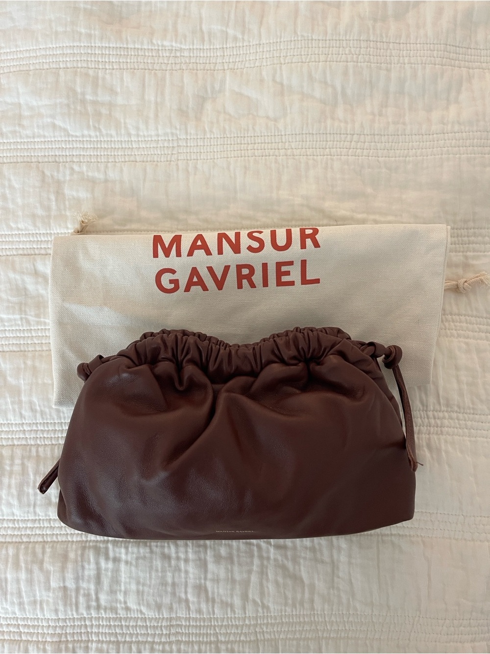 Mansur Gavriel Brown Mini Cloud Clutch
